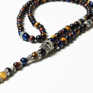 Tiger Native feather silver necklace